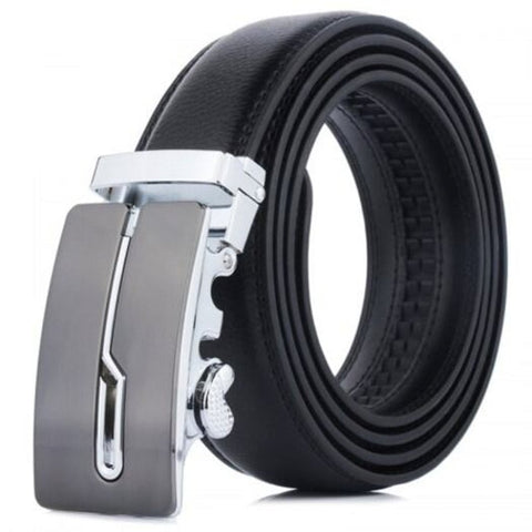 Men's Genuine Leather Belt With Automatic Buckle Business Durable Waistband Black Belts