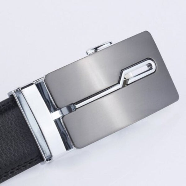 Men's Genuine Leather Belt With Automatic Buckle Business Durable Waistband Black Belts