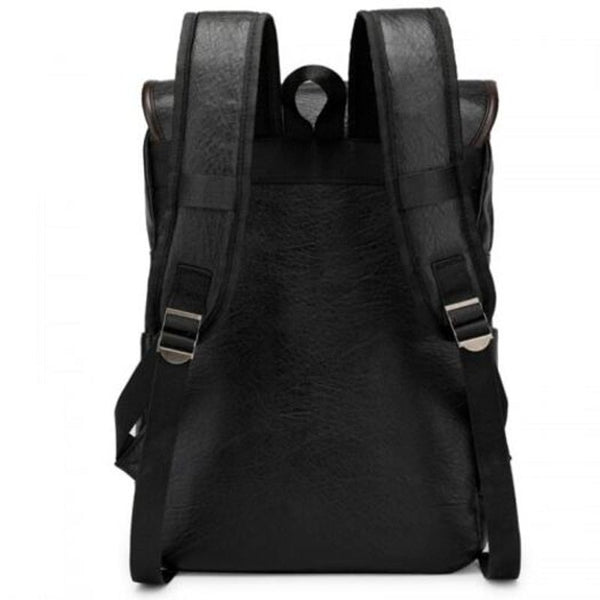 Men's Korean Retro Backpack Pu Leather Laptop Travel Bag Bags