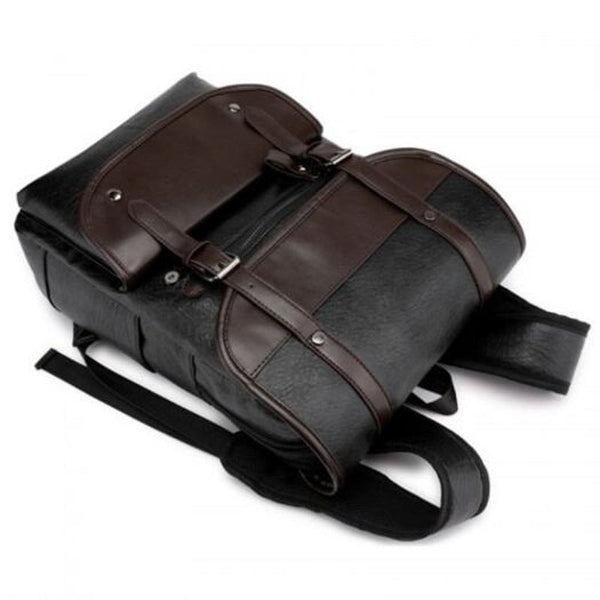 Men's Korean Retro Backpack Pu Leather Laptop Travel Bag Bags