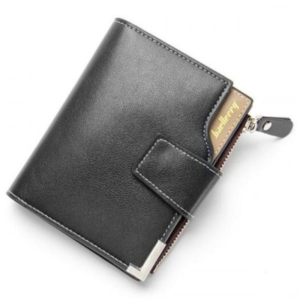 Men's Pu Leather Casual Wallet Vertical Section Zipper Card Holder Purse Coffee Wallets