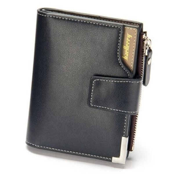 Men's Pu Leather Casual Wallet Vertical Section Zipper Card Holder Purse Coffee Wallets