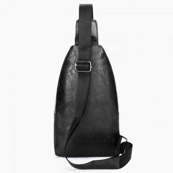 Men's Retro Zipper Crossbody Bag Fashion Pack With Hidden Headphone Jack Black Type 2 Bags