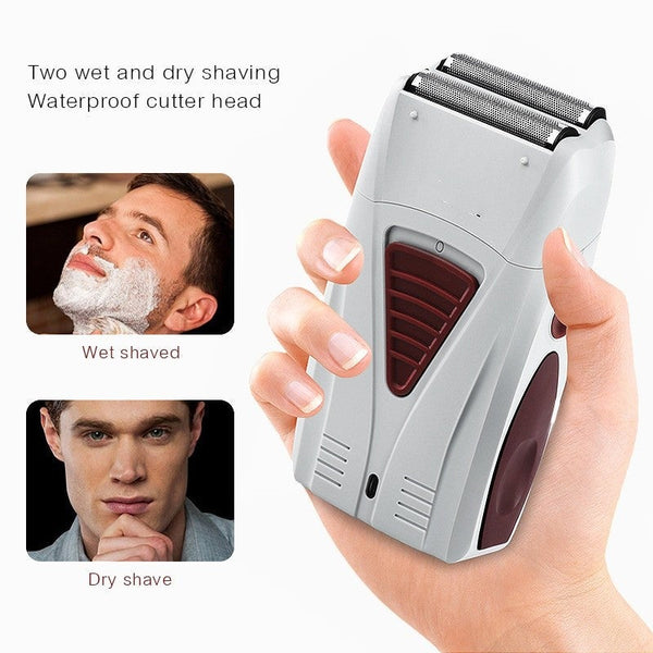 Mens Shaver Beard Travel Usb Double Blade Shaving Trimmer Short Hair Removal Clippers & Trimmers