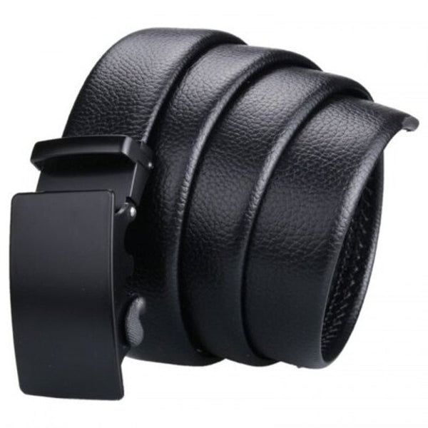 Men's Simple Solid Color Belt Automatically Buckle Daily Casual Waistband Black Belts