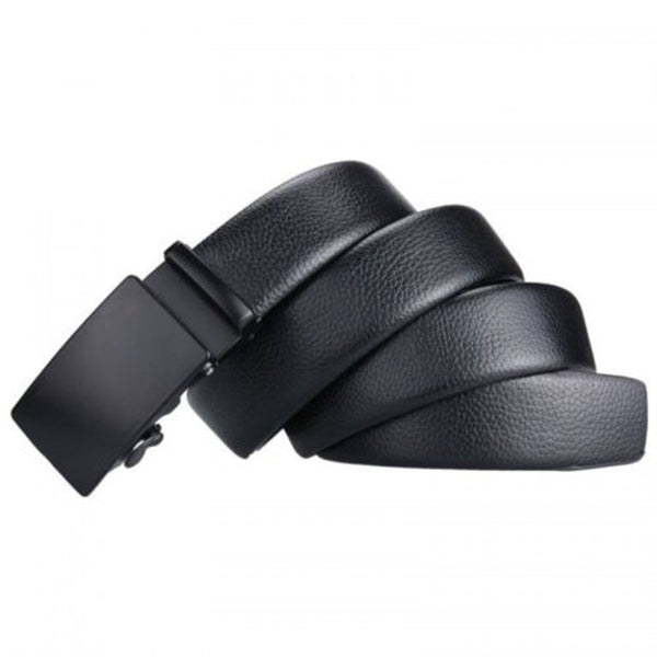 Men's Simple Solid Color Belt Automatically Buckle Daily Casual Waistband Black Belts
