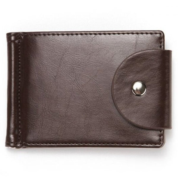 Veile Studios Men's Simple Solid Color Wallet Cash Card Bag Flip Buckle Money Clip Coffee Money Clips