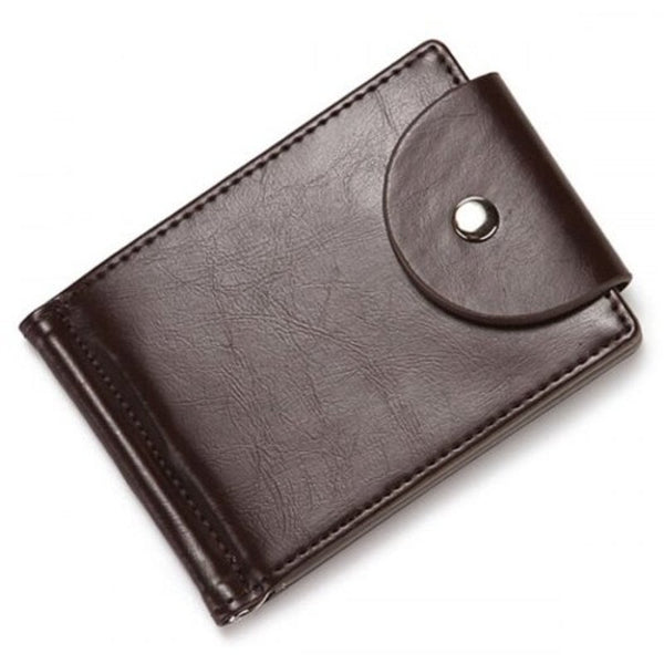 Veile Studios Men's Simple Solid Color Wallet Cash Card Bag Flip Buckle Money Clip Coffee Money Clips