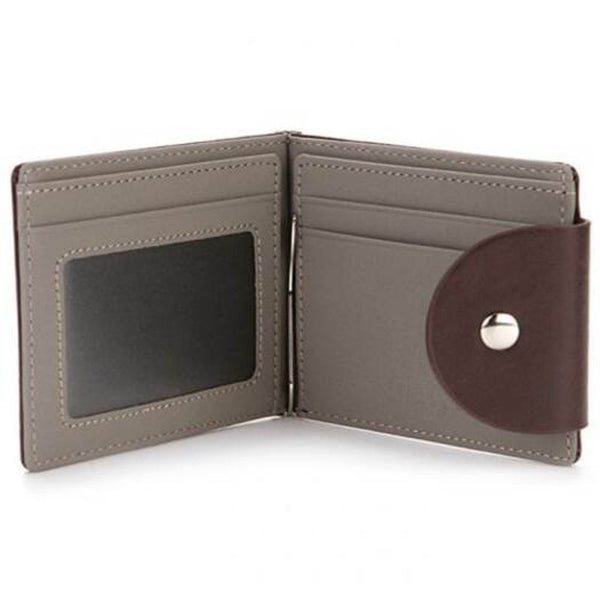 Veile Studios Men's Simple Solid Color Wallet Cash Card Bag Flip Buckle Money Clip Coffee Money Clips