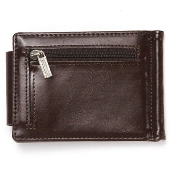 Veile Studios Men's Simple Solid Color Wallet Cash Card Bag Flip Buckle Money Clip Coffee Money Clips
