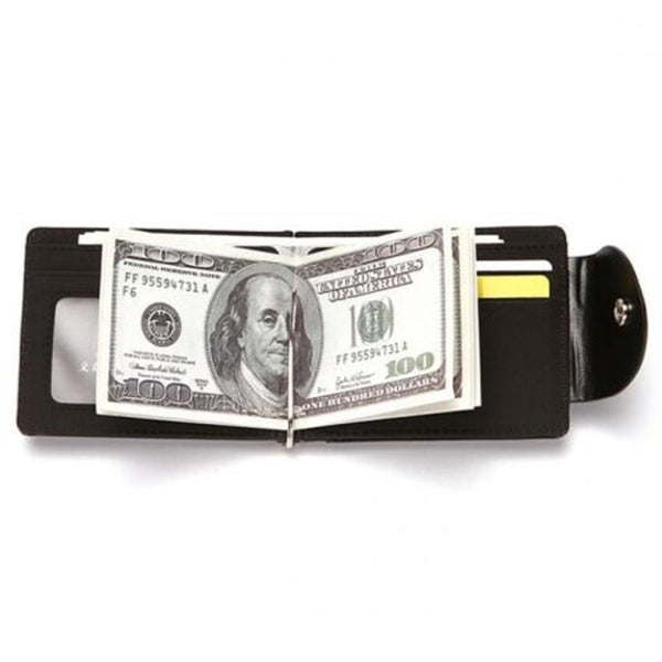 Men's Solid Color Business Short Wallet Creative Flip Card Pack Black