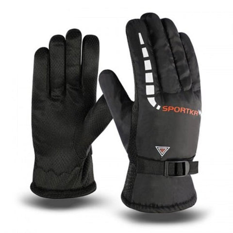 Men's Warm Winter Printing Gloves Outdoor Slip Resistant Motorcycle Riding Orange