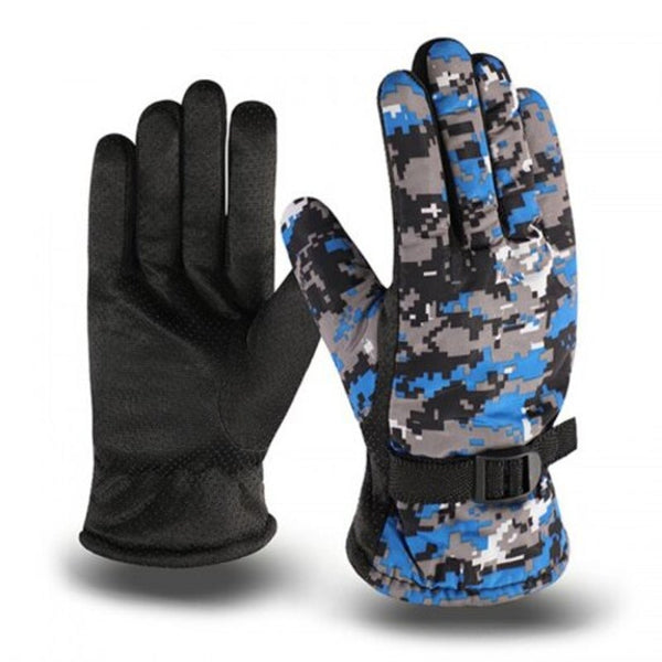 Men's Warm Winter Printing Outdoor Slip Resistant Motorcycle Riding Orange Gloves