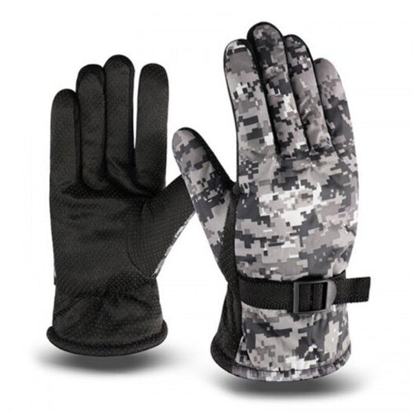 Men's Warm Winter Printing Outdoor Slip Resistant Motorcycle Riding Orange Gloves