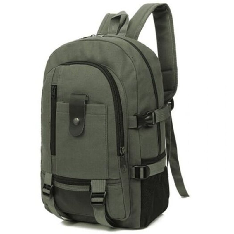 Men Trendy Outdoor Large Capacity Canvas Backpack Army Green Rucksacks
