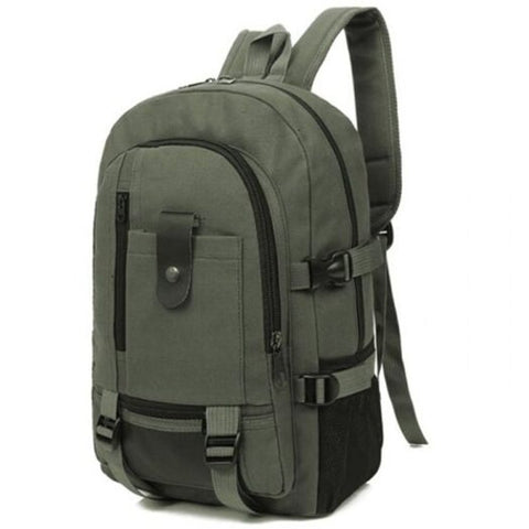 Men Trendy Outdoor Large Capacity Canvas Backpack Army Green Rucksacks