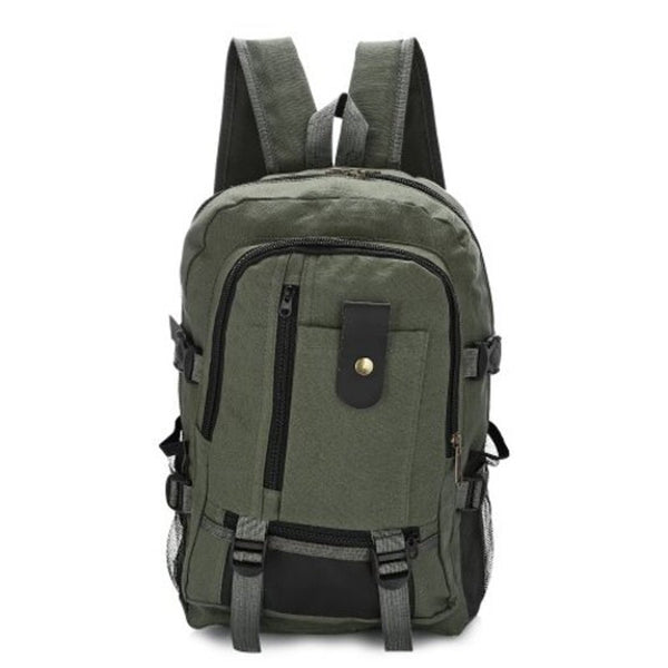 Men Trendy Outdoor Large Capacity Canvas Backpack Army Green Rucksacks
