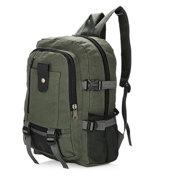 Men Trendy Outdoor Large Capacity Canvas Backpack Army Green Rucksacks