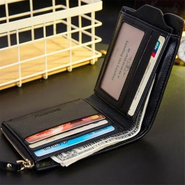 Men Trendy Rfid Blocking Pu Bifold Wallet Black Horizontal Wallets