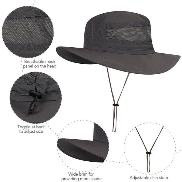 Fisherman Cap Wide Brim Breathable Sunshade Waterproof Folding Mesh Sports Hat Hats & Headwear