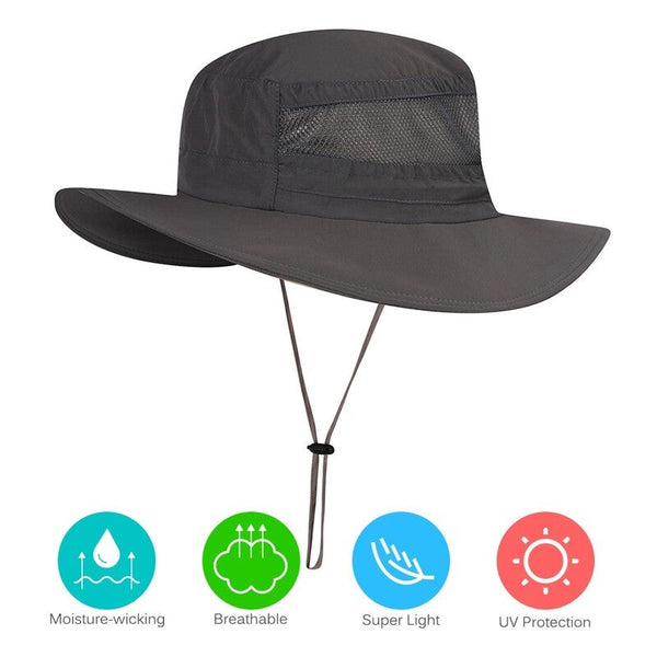 Men Women Fishing Hat Dark Grey Hats & Headwear