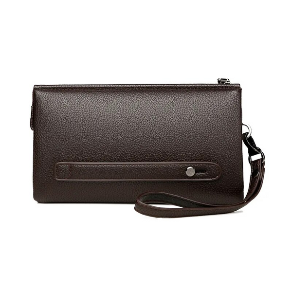 Men Leather Clutch Bag Business Wristlet Phone Wallet Male Handy Long Purses Bags