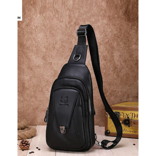 Men Leather Multi Function Shoulder Bag Black Bags