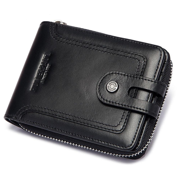 Men Leather Wallet With Rfid Protection And Coin Pocket Black Wallets