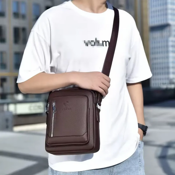 Men Multifunctional Crossbody Bag Versatile Single Shoulder Carry Brown Bags