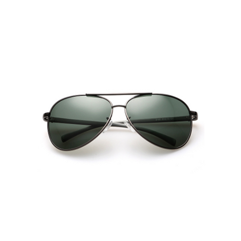 Men Polarized Uv 400 Metal Framed Aviator Green Sunglasses