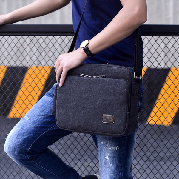 Men Canvas Single Shoulder Bag Black Bags