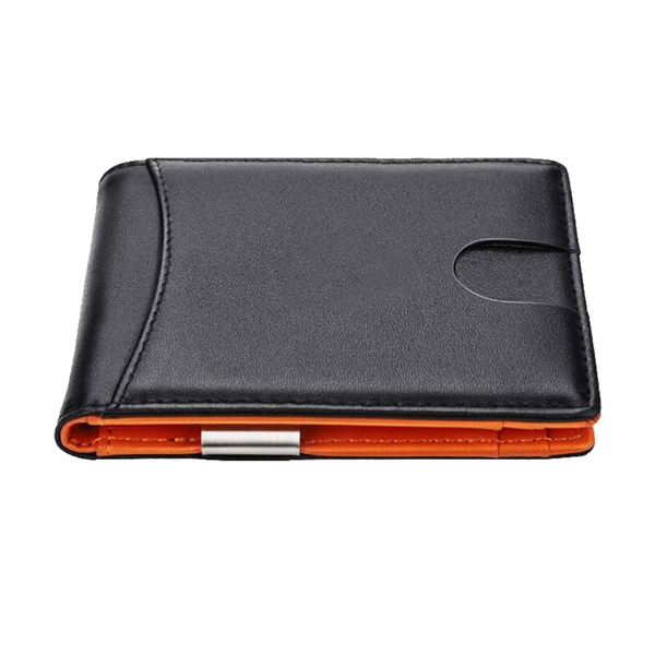 Men Leather Rfid Wallet Flat Pattern Orange Inner Wallets