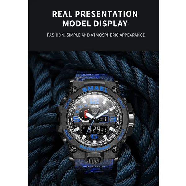 Veile Studios Men Waterproof Dual Display Sport Wristwatch Quartz Digital Military Male Stopwatch Watches
