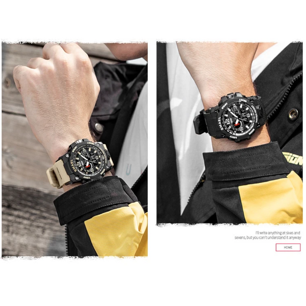 Veile Studios Men Waterproof Dual Display Sport Wristwatch Quartz Digital Military Male Stopwatch Watches