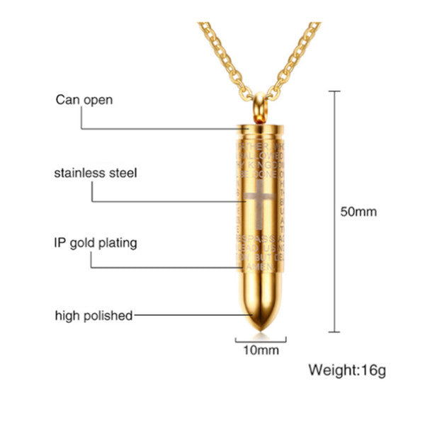 Veile Studios Men's Engraved English Lord's Prayer Stainless Steel Cross Pendant Black Pendants