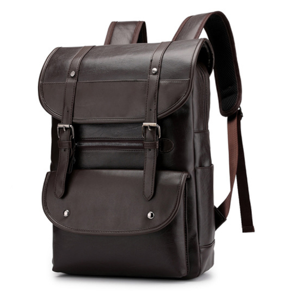 Men's Korean Retro Backpack Pu Leather Laptop Travel Bag Bags