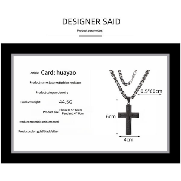 Men's Stainless Steel Layered Cross Pendant With Byzantine Chain Fashion Statement Necklace(Silver) Necklaces & Pendants