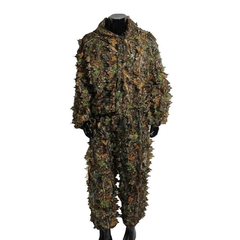 Mens 3D Tactic Sniper Clothes Lightweight Hooded Camouflage Ghillie Leaf Suit 1 Clothing