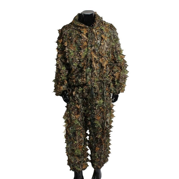 Mens 3D Tactic Sniper Clothes Lightweight Hooded Camouflage Ghillie Leaf Suit 1 Clothing