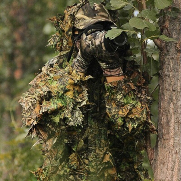 Mens 3D Tactic Sniper Clothes Lightweight Hooded Camouflage Ghillie Leaf Suit 1 Clothing