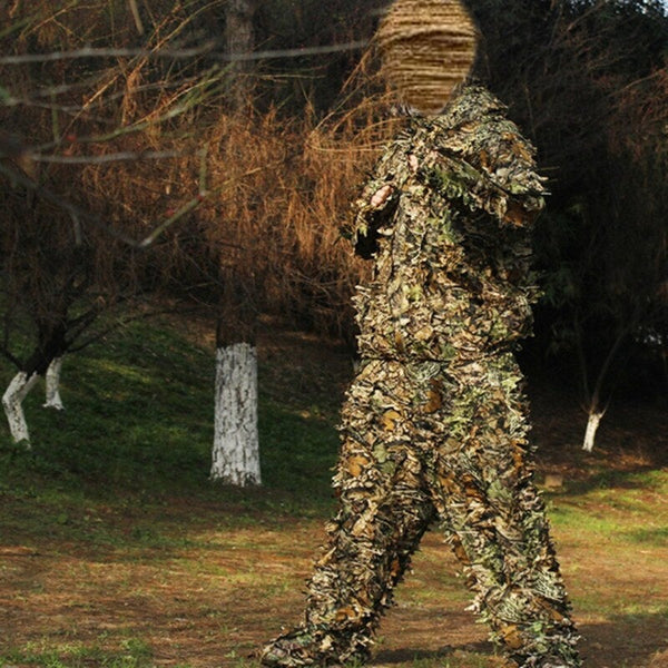 Mens 3D Tactic Sniper Clothes Lightweight Hooded Camouflage Ghillie Leaf Suit 1