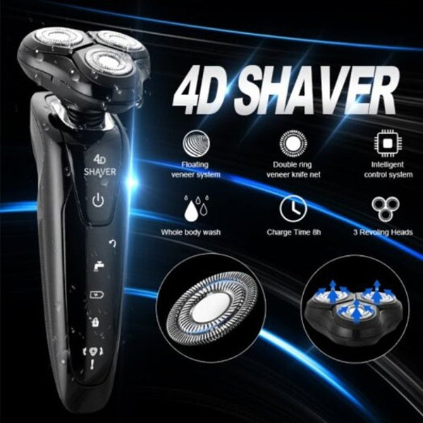 Mens 4D Electric Shaver Rechargeable Razor For Shaving Machine Face Care Black