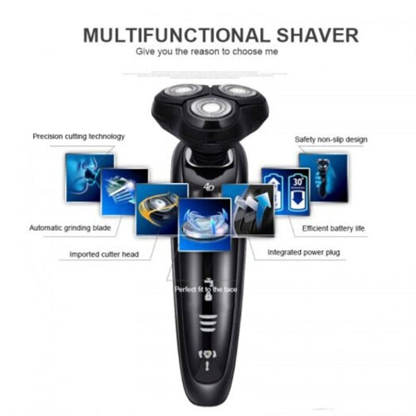Mens 4D Electric Shaver Rechargeable Razor For Shaving Machine Face Care Black