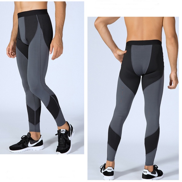 Men's Compression Pants Workout Running Tights Leggings Black Grey Compression & Base Layers