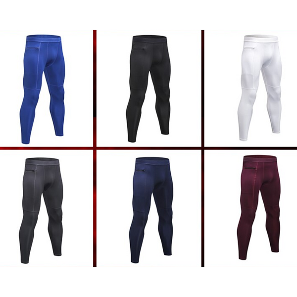 Men's Compression Pants Pocket Baselayer Cool Dry Ankle Leggings Active Tights Compression & Base Layers