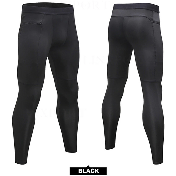 Men's Compression Pants Pocket Baselayer Cool Dry Ankle Leggings Active Tights Compression & Base Layers