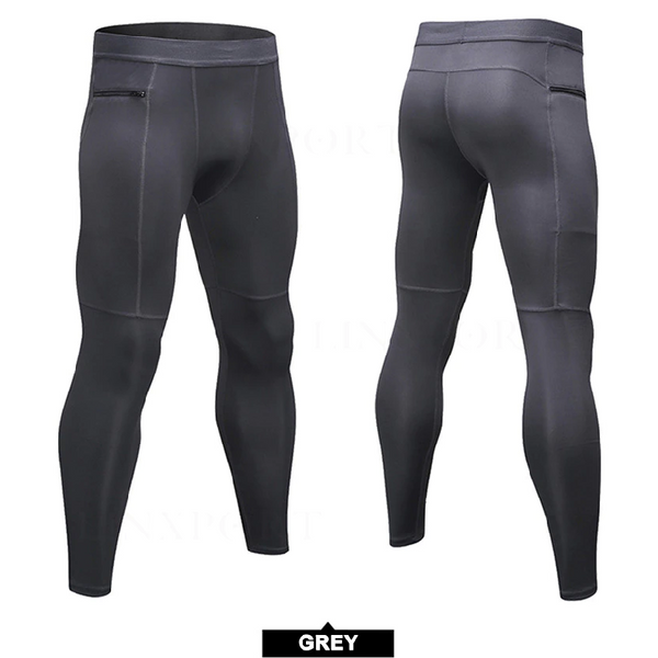 Men's Compression Pants Pocket Baselayer Cool Dry Ankle Leggings Active Tights Compression & Base Layers