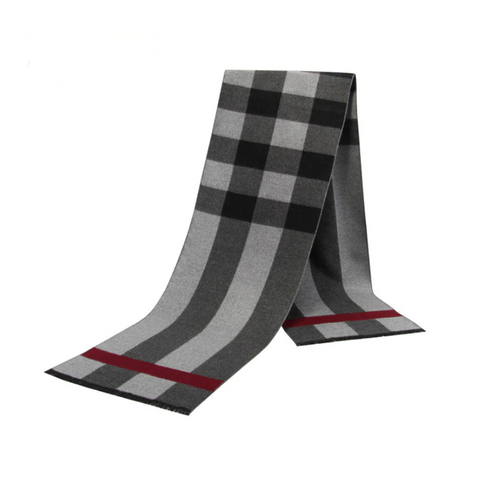 Men's Scarf Warm And Thicker Checkered Plaid Cotton In Autumn Winter