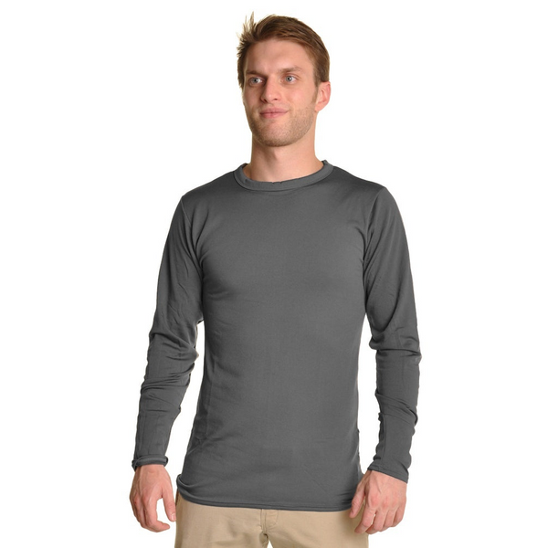 Mens Thermal Top W/ Brushed Interior Warm Winter Fleece Baselayer Grey L T Shirts
