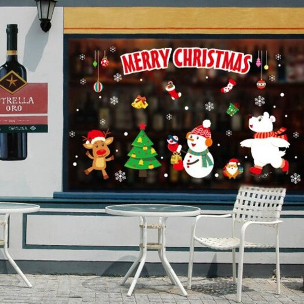 Merry Christmas Animals Pvc Window Wall Sticker Multi